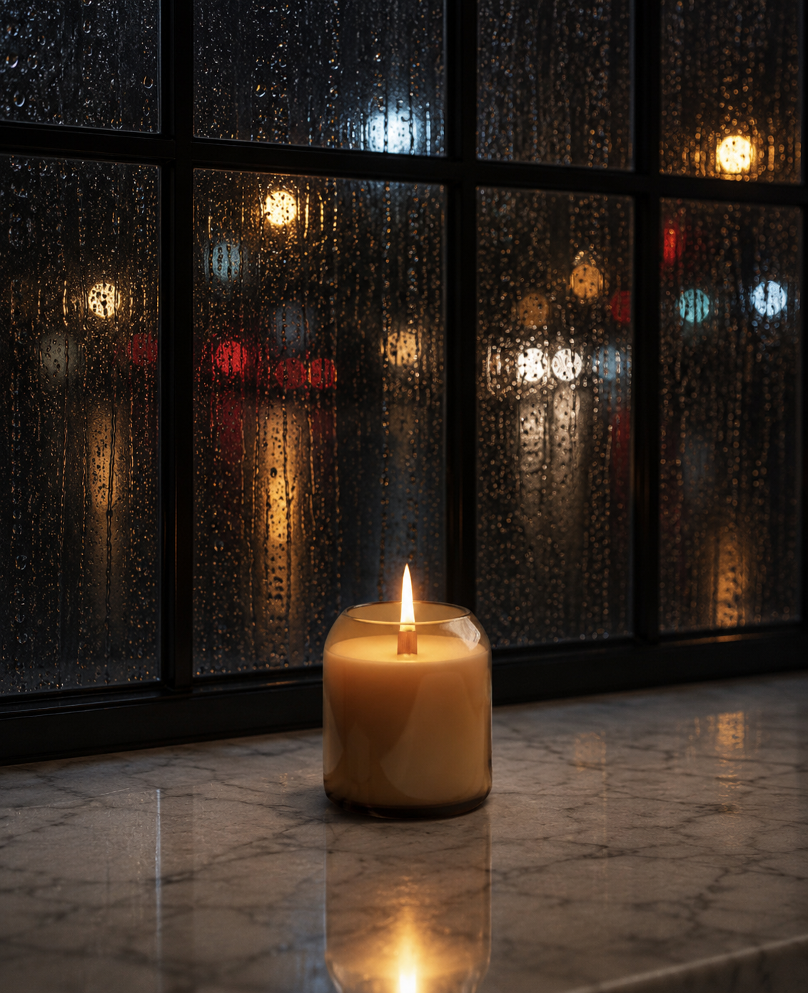 No. 1, AFTER DINNER, 7oz Amber Glass Candle Jar with Cork Sphere Lid